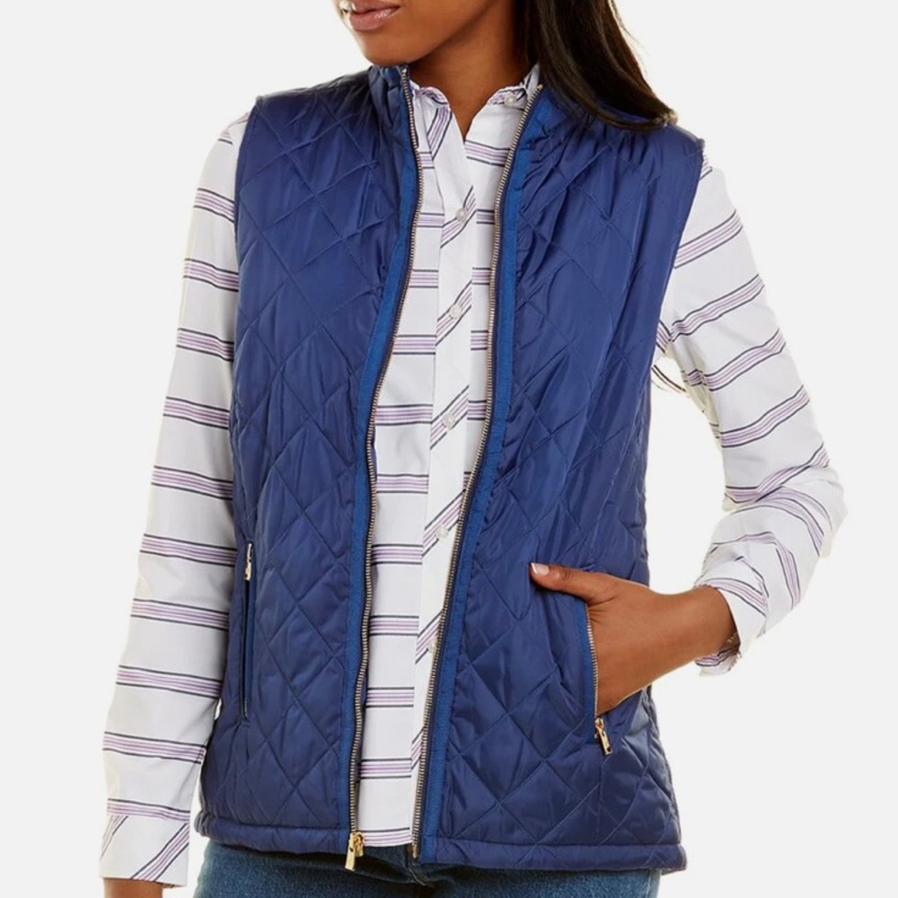 NWT Southern Tide Blue Night Quilted Vest Size Medium